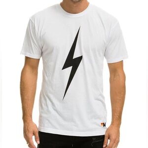 *SOLD* NWT AVIATOR NATION White Tee with Black Lightning Bolt